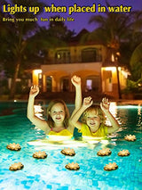 9 Pack Floating Pool Lights Lotus Flower Lantern Artificial Foam LED Lifelike Pool Lights Battery Operated Pool Lantern Pond Decoration Candles Pad (White, Yellow Light, 3.94 Inch) - Glow-Paradise