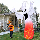 [Rotating Flame] 8 Foot Giant Halloween Inflatables Flame Ghosts Blow Up with Rotating LED Lights Halloween Decorations Outdoor Yard Lawn Garden Home Holiday Decor (6 Stakes 2 Tethers 2 Weight Bags) - Glow-Paradise