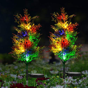 Idefair Solar Garden Lights 2 Pack Outdoor Multi-Color Changing LED Stake Lights Flower for Garden, Patio, Yard and Decoration (Coniferous Tree,2 Pack) - Glow-Paradise