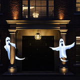 CCINEE Peek A Boo Hanging Ghost with White Lights 50" X 53" Prelit Large Spooky Outdoor Tree Wrap Ghost Decoration for Halloween Party Lawn Patio Haunted House Props Supply - Glow-Paradise