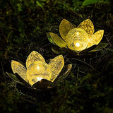 Huaxu Solar Lights Outdoor Garden, Crackle Globe Glass Lotus Decoration, Waterproof LED Metal Flower Lights for Patio,Lawn,Walkway,Tabletop,Ground - Glow-Paradise