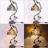 WERFACTORY Tiffany Lamp Stained Glass Table Lamp Bedside Maple Leaf Thin Antique Desk Reading Light 8X10X21 Inches Decor Small Space Bedroom Home Office LED Bulb Included S804 Series - Glow-Paradise