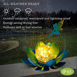Garden Solar Lights Decorative, Crackle Globe Glass Lotus Flower with Fairy Decor, Mother's Day Gifts Metal Lotus Lamp for Garden Patio Lawn Walkway Tabletop(Warm White) - Glow-Paradise