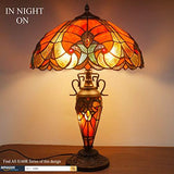 WERFACTORY Tiffany Lamp Red Stained Glass Liaison Mather-Daughter Vase Table Lamp 16X16X24 Inch Antique Desk Reading Light Decor Bedroom Living Room Home Office (LED Bulb Included) S160R Series - Glow-Paradise