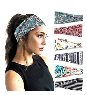 PLOVZ 6 Pack Women's Yoga Running Headbands Sports Workout Hair Bands (Set 10) - Glow-Paradise