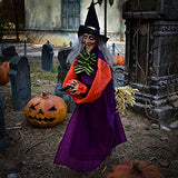 49 Inches Halloween Hanging Vibrating Witch with Light-up Eyes and Scary Sound Effect, Design with Motion and Sound Activation Function for Halloween Prop Décor,Outdoor, Indoor, Haunted House - Glow-Paradise