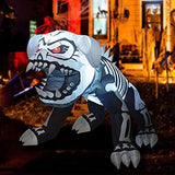 GOOSH 5 Feet Length Halloween Inflatable Puppy Skeleton Dog with Built-in Flashing Red F5 Lights, Blow Up Yard Decoration Clearance with LED Lights Built-in for Holiday/Party/Yard/Garden - Glow-Paradise