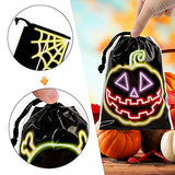 STEFORD 72PCS Halloween Drawstring Candy Bags,Black Shining Halloween Trick or Treat Bags Plastic Goodie Bags Halloween Party Favors - Glow-Paradise