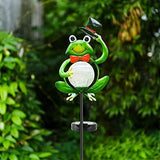 Garden Solar Lights Outdoor Decorations, Waterproof Frog Crackle Glass Globe Metal Garden Stake Lights, Solar Powered LED Green Light for Halloween Christmas Pathway Lawn Patio Yard Decor(Hat) - Glow-Paradise