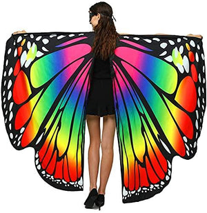 Shireake Baby Christmas/Party Prop Soft Fabric Butterfly Wings Shawl Fairy Ladies Nymph Pixie Costume Accessory (168x135CM, Rainbow) … - Glow-Paradise