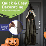 Creepy Looking 6 Feet Witch Halloween Decorations with Glowing Eyes - Glow-Paradise