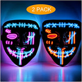 2PACK Halloween Purge Masks Halloween Scary Mask Led Light Up Masks for Halloween - Glow-Paradise