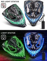 Venobat Halloween Mask LED Light Up Mask for Adults Kids - Cool Neon Glow Mask with Dark and Evil Glowing Eyes 3 Lighting Modes El Wire for Festival Cosplay Halloween Costume (Green) - Glow-Paradise