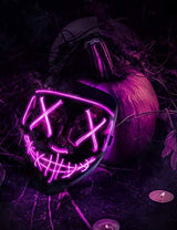 Depointer Halloween Scary Mask Cosplay Led Costume Mask EL Wire Light up Halloween Festival Party(Purple) - Glow-Paradise
