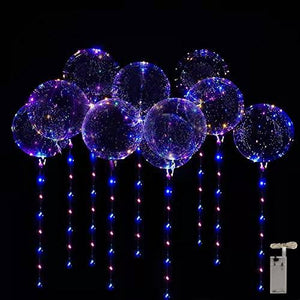 Led Light Up Balloons - 10 Set Led Clear Bobo Transparent Balloon 20inch Helium Bubble Balloons Colorful Glow for Party, Christmas, Wedding, Anniversary, Graduation, Decoration, House Warming, Birthday Party Balloons - Glow-Paradise