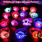 15 Pack Halloween LED Bracelets Halloween Party Favors for Kids 15 Styles Halloween Toys Gifts Halloween Trick Or Treat Goodies Bags Flashing Light Up Bracelet Glow in The Dark Party Supplies - Glow-Paradise