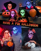 4 Pcs Halloween Mask LED Light up Scary Mask Spooky Skull Mask Cosplay Skeleton Mask for Festival Parties Costume Supplies Favor - Glow-Paradise