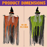 JOYIN 3 Pack 35.3" Hanging Witch with Bendable Arms, Halloween Indoor and Outdoor Decorations - Glow-Paradise