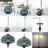 WERFACTORY Tiffany Floor Lamp Green Brown Liaison Stained Glass Standing Reading Light 16X16X64 Inches Antique Pole Corner Lamp Decor Bedroom Living Room Home Office (LED Bulb Included) S160G Series - Glow-Paradise