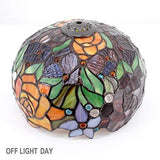 WERFACTORY Tiffany Style Table Lamp Bedside Stained Glass Lamp Red Rose Antique Desk Reading Light 10X10X18 Inches Decor Nightstand Bedroom Living Room Home Office S001 Series - Glow-Paradise