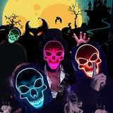 Halloween Scary Mask light Up Face Mask for Halloween Festival Party with 3 Flash Modes Pink Led Masks for Adults - Glow-Paradise