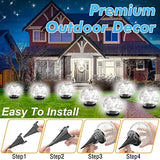 Garden Solar Lights Outdoor, 2 Pack Crack Glass Ball Solar Ground Lights, Waterproof 40 LED Solar Patio Lights for Walkway Garden, Yard, Lawm, Outdoor Decoration (White, 4.7 Inch) - Glow-Paradise