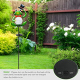 Garden Solar Lights Outdoor Decorations, Waterproof Frog Crackle Glass Globe Metal Garden Stake Lights, Solar Powered LED Green Light for Halloween Christmas Pathway Lawn Patio Yard Decor(Hat) - Glow-Paradise
