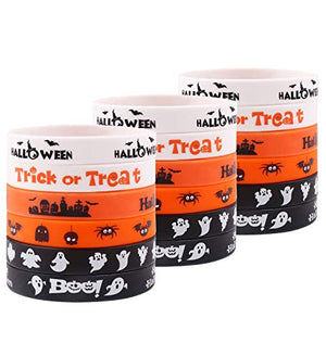 CCINEE 36pcs Rubber Wristbands 6 Novelty Halloween Pattern Silicone Bracelets Rubber Bands for Halloween Party Bag Filler Supply - Glow-Paradise