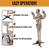 Best Choice Products Scary Harry The Motion Activated Animatronic Killer Clown, Halloween Prop w/Pre-Recorded Lines, Red Light Up Eyes, Moving Arms & Head - Glow-Paradise