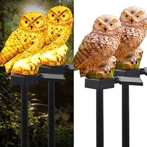 Solar Garden Stake Lights - 2 Pack Owl Solar Lights Outdoor Garden,IP67 Waterproof Warm White LED Solar Stake Lights for Garden, Patio, Yard, Lawn, Walkway Decoration(Brown) - Glow-Paradise