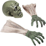 Prextex Halloween Zombie Face & Arms Lawn Stakes Groundbreaker Decoration - The Best Outdoor Graveyard Decoration for Halloween - Glow-Paradise