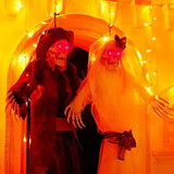 DR.DUDU Halloween Decorations Set of 2 Skeleton Bride Groom, 40" x 26" Hanging Poseable Spooky Ghost Wedding Couple for Indoor Outdoor Haunted House Party Props - Glow-Paradise