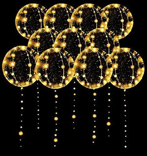 LED Balloons 10 Pack, Light Up Balloons 20 Inches Clear Helium Bobo Balloons, Glow Bubble Balloons with String Lights for Valentines Day Halloween Christmas Wedding Birthday Party Decoration - Glow-Paradise