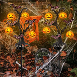 Brwoynn Solar Halloween Yard Decorations, Outdoor LED Solar Powered Pumpkin Tree Halloween Pathway Lights, Metal Garden Stakes Lawn Yard Ornament, Set of 2 - Glow-Paradise
