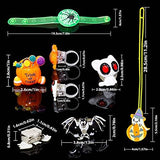 Halloween Party Favors for Kids - 42 PCS LED Halloween Light Up Toys including Necklaces Rings Bracelets Brooches,Glow in the Dark Halloween Decorations,Halloween Treats Non Candy Goodie Bag Fillers - Glow-Paradise