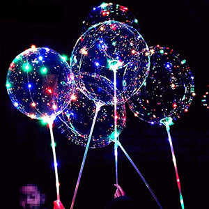 6 PACKS LED Light Up BoBo Balloons with Stick,3 Levels Flashing LED String Lights,20 Inches Bubble Balloons, Air Pump, for Christmas Birthday Party Decoration - Glow-Paradise