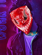 Venobat Halloween Mask LED Light Up Mask for Adults Kids - Cool Neon Glow Mask with Dark and Evil Glowing Eyes 3 Lighting Modes El Wire for Halloween Costume Party Festival Cosplay (Red) - Glow-Paradise