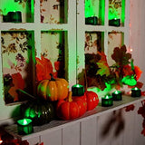 Homemory 24-Pack Eerie Green Tea Lights Battery Operated, Halloween Candle Tea Lights, Flameless Flickering Green Candles, Ideal for Halloween, Holiday Decor, Theme Party, Dia 1-2/5" x H 1-1/4'' - Glow-Paradise