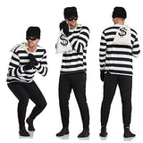 URATOT Halloween Robber Costume Set, Include Striped Long Sleeve T-Shirt Knit Cap Gloves Canvas Bags and Eye Mask - Glow-Paradise