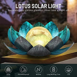 Lotus Solar Lights Outdoor,Solar LED Powered Garden Light Waterproof for Decor Tabletop Ground Yard Patio Walkway Landscape,Metal Glass LED Lotus Flower Lights - Glow-Paradise