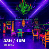 Onforu 32.8ft LED Black Light Strip Kit, 600 Units Lamp Beads, 12V Flexible Blacklight Fixtures, 10m LED Ribbon, Non-Waterproof Black Lights for Glow Party, Indoor Birthday Party, Body Paint,Halloween - Glow-Paradise