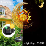 LICKLIP Garden Solar Lights Outdoor Decorative, Sun & Moon Crackle Glass Globe Metal Stake Light, Waterproof Warm White LED Light, Decorations for Pathway Lawn Patio Courtyard Backyard (1 Pack) - Glow-Paradise