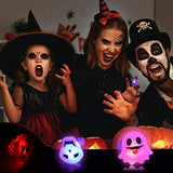 Auney 50 Packs Halloween LED Light Up Rings for Kids, Glow in The Dark Party Supplies Halloween Light up Toys Treat Bag Fillers - Glow-Paradise
