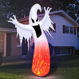 [Rotating Flame] 8 Foot Giant Halloween Inflatables Flame Ghosts Blow Up with Rotating LED Lights Halloween Decorations Outdoor Yard Lawn Garden Home Holiday Decor (6 Stakes 2 Tethers 2 Weight Bags) - Glow-Paradise