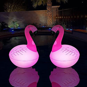 Rukars Floating Pool Lights 2PCS, Solar Flamingo Pool Lights Waterproof, Glow in The Dark Solar Powered LED Lights, Inflatable Floating Lights for Pool Spa Patio Wedding Party Christmas Decorations - Glow-Paradise