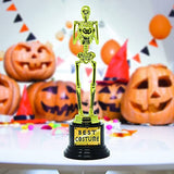 2 Halloween Best Costume Skeleton Trophy for Halloween Skull Party Favor Prizes, Gold Bones Game Awards, Costume Contest Event Trophy, School Classroom Rewards, Treats for Kids, Goodie Bag Fillers - Glow-Paradise