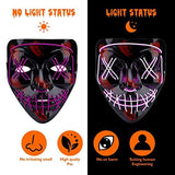 Halloween Mask LED Light Up Scary Mask with Skull Gloves 3 Lighting Modes for Festival Parties Cosplay (purple) - Glow-Paradise