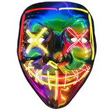 Halloween Purge Mask Light up - CHAOYU LED Scary Face Mask 2 Color Glow Mask with 3 Light Modes Masquerade Costume for Adults Kids Men Women(Yellow & Red) - Glow-Paradise