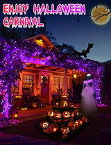 197FT Orange Purple Halloween Lights Outdoor, 500LEDs Plug-in Fairy String Light with 8 Lighting Modes & Timer Waterproof for Home Garden Yard Xmas Holiday Party Thanksgiving Festival Decoration - Glow-Paradise