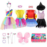 Girls Dress up Trunk Princess Set, Jeowoqao 24 PCS Pretend Play Costume Set, Fairytale, Supergirl, Princess, Rainbow Unicorn Costume for Toddler/Little Girls Ages 3-5yrs - Glow-Paradise